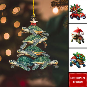 Personalized Christmas Turtle Ornament-Gift for Turtle Lover-2024 New Release