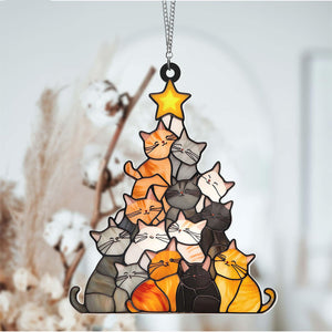 Cat Christmas Window Hanging Suncatcher Gift For Cat Lovers