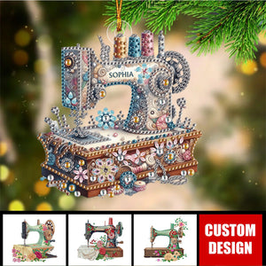 Shiny Sewing Machine Personalized Acrylic Christmas Ornament, Gifts For Sewing Lover - 2024 New Release