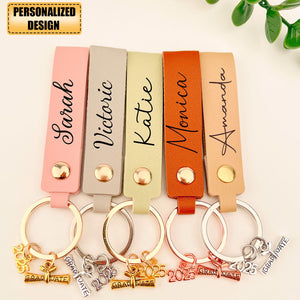 Personalized Name Leather Graduation Keychain