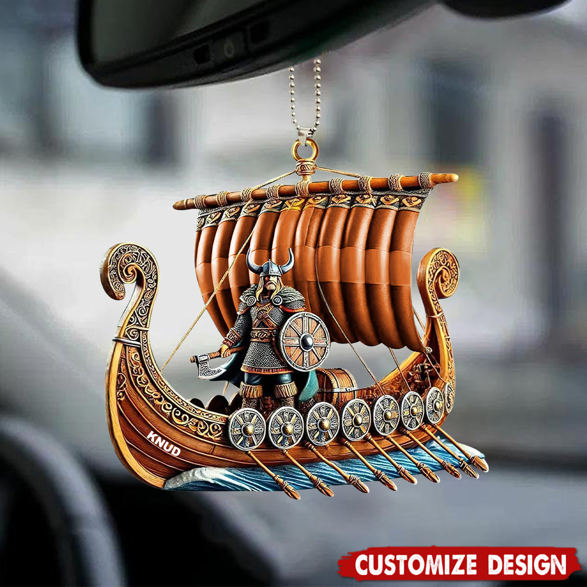 Personalized Viking Ship Car Ornament - Gift For History Enthusiasts