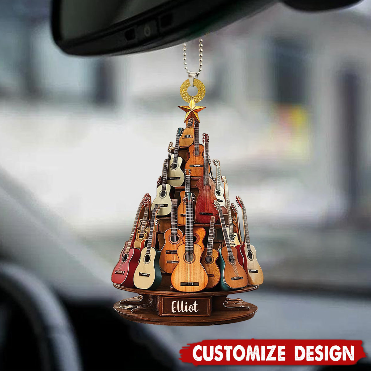 Personalized Classic Guitar Car Ornament - Gift for Music Lovers, Guitar Players