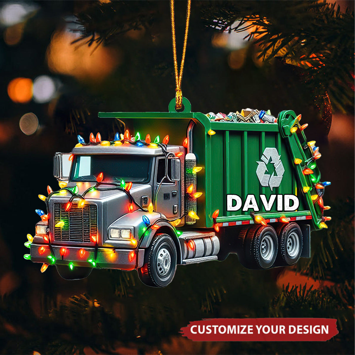 Personalized Garbage Truck Christmas Ornament - 2024 New Release