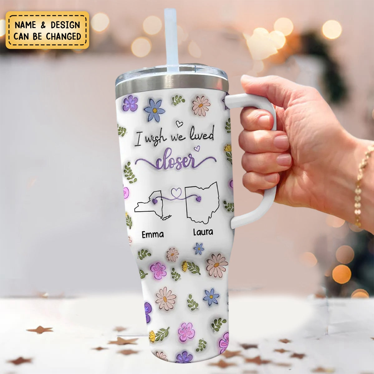 I Wish We Lived Closer - Personalized Custom 3D Inflated Effect Printed 40 Oz Tumbler