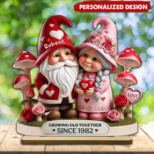 Mushroom Old Couple-Personalized Wooden Standing-Valentine's Day Gift for him,her