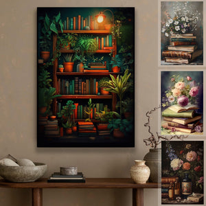 Vintage Flowers And Books Poster- Gift For Book Lovers