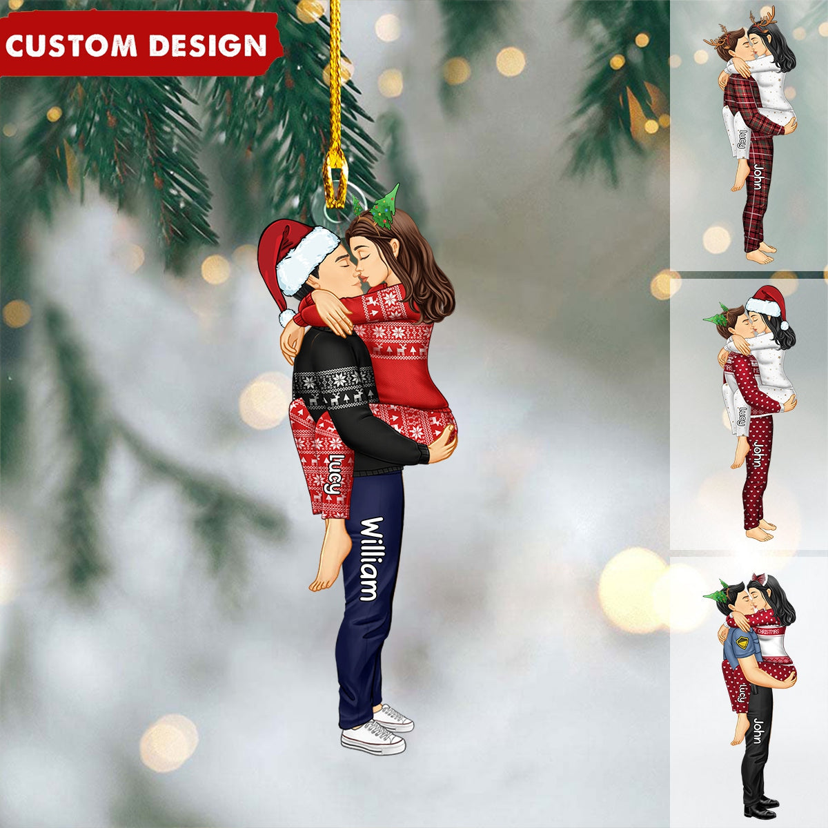 Personalized Couple Kissing Christmas Ornament - Gift For Couples-2024 New Release