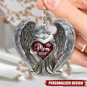 Angel Wings-Personalized Memorial Keychain-Gift For Friend Or Family