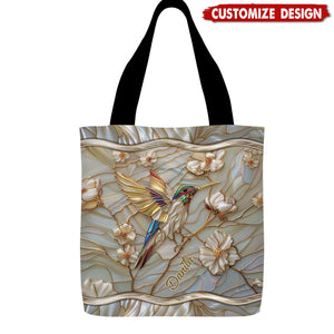 Stained Glass Hummingbird Personalized Tote Bag - Gift For Bird Lovers