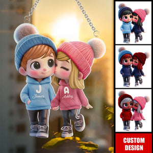 Personalized Cartoon Couple Window Hanging Suncatcher