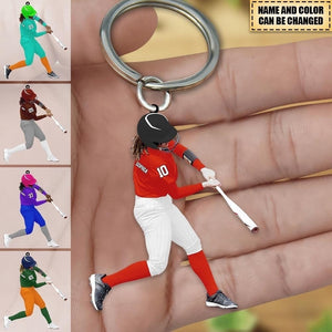 Custom Personalized Softball/Baseball Batter Acrylic Keychain, Gift For Softball/baseball Lovers