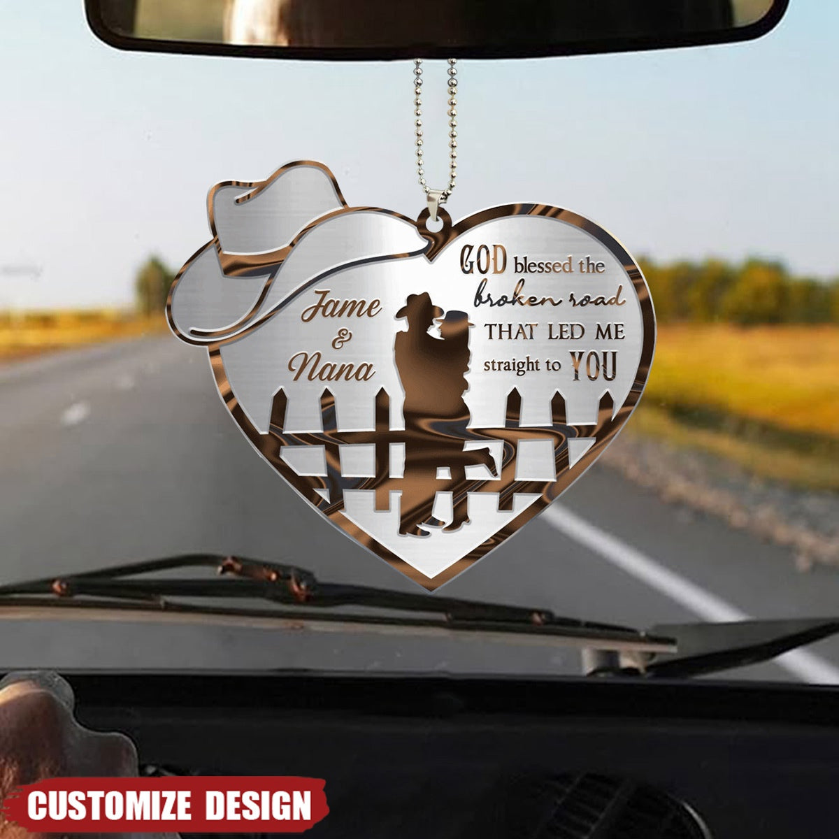 Cowboy And Cowgirl - Personalized Couple Car Hang Ornament - roadsir