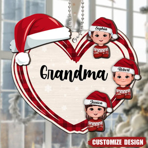 Christmas Grandma's Little Cute Kids Personalized 2-Layer Wooden Ornament