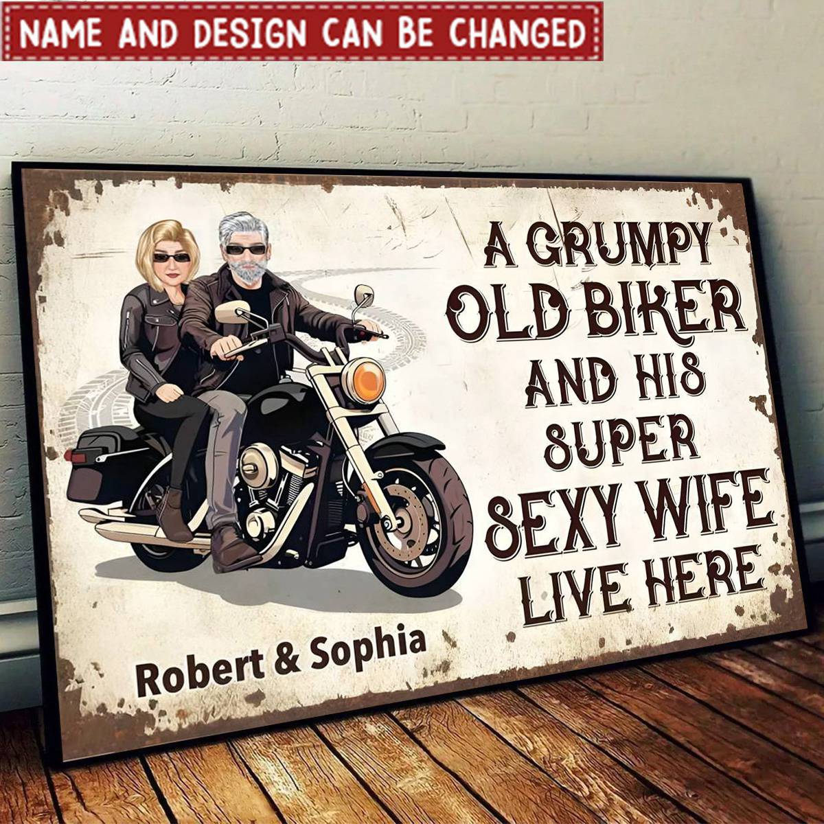 Grumpy Biker And His Wife - Gift For A Biker - Personalized Custom Poster