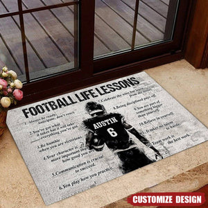 Personalized American Football Life Lessons Doormat - Gift For American Football Lovers