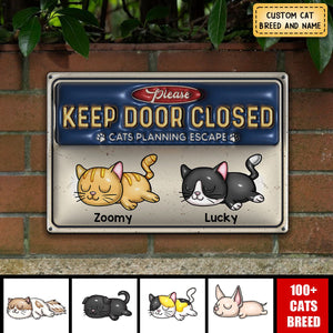 Warning Area Patrolled By Cute Sleeping Cats Personalized 3D Inflated Metal Sign, Gift for Cat Mom, Cat Dad, Cat Lovers