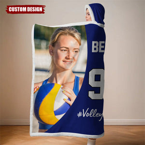 Personalized Photo Wearable Blanket Hoodie - Gift For Soccer,Volleyball,Football Lovers