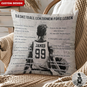 Personalisiertes Basketball-Lebenslektionskissen-Geschenk für Basketball-Liebhaber