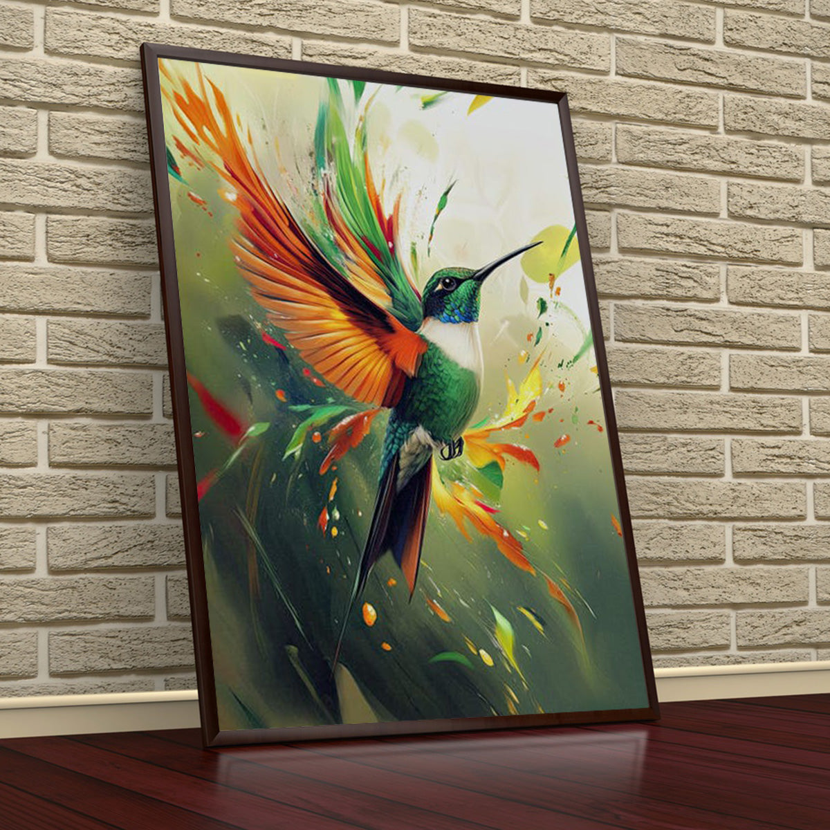 Colorful Hummingbird Portrait Art Poster-Gift for Bird Lover