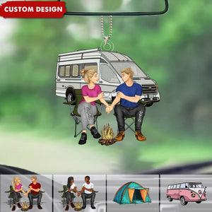 Camping Couple Making Memories One Campsite At A Time Personalized Car Ornament-Gift For Couple