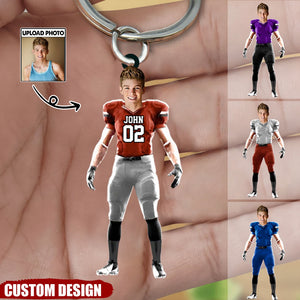 Custom Photo Football Player Keychain For Football Lovers