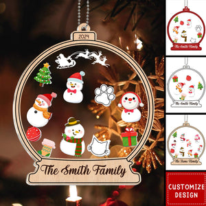 Snowman Family Personalized Christmas Acrylic Ornament - 2024 New Release