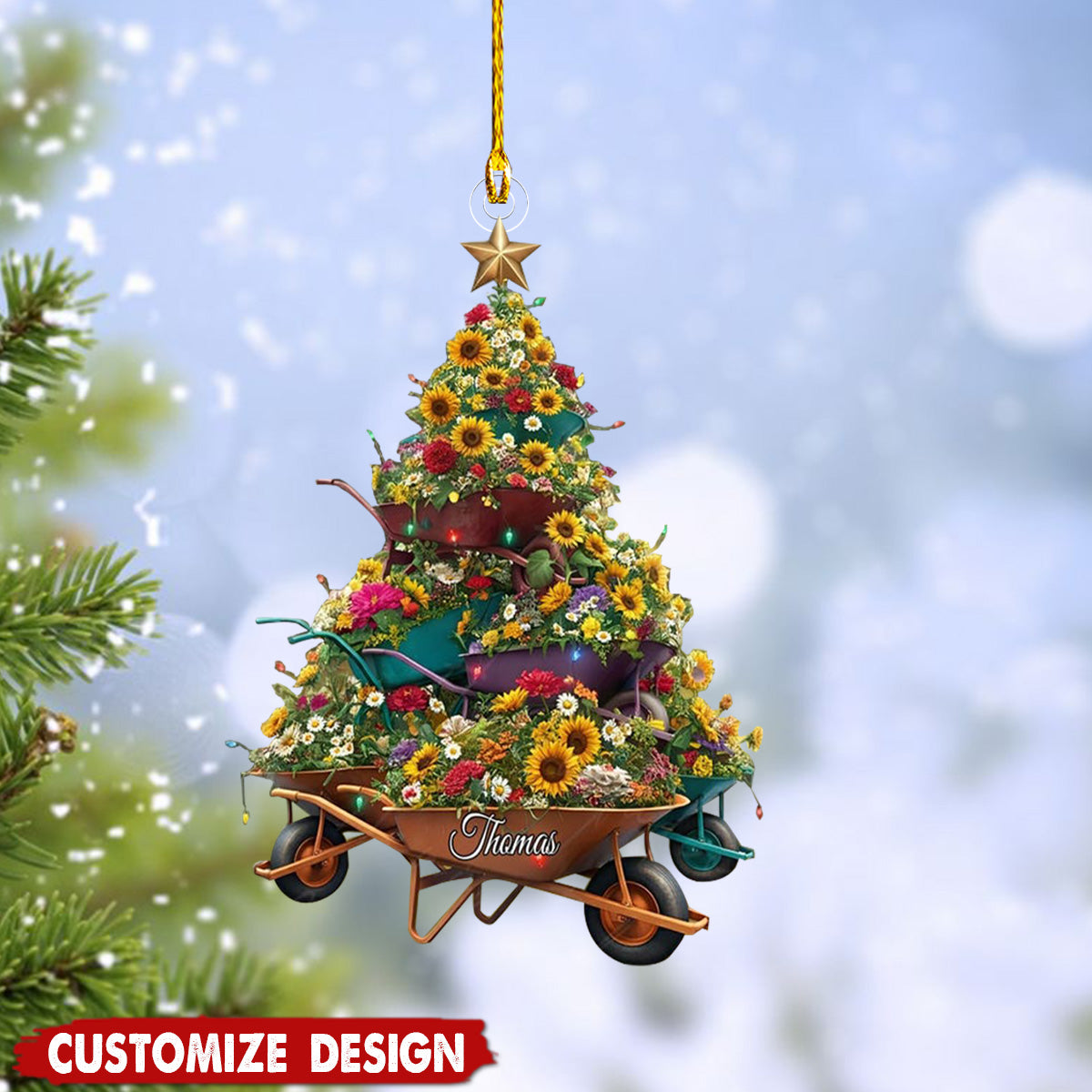 Personalized Gardening wheelbarrow Christmas tree Ornament-Gift For Plant Lovers-2024 New Release