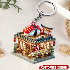 Personalized Sushi Shop Keychain-Gift for Sushi Lovers