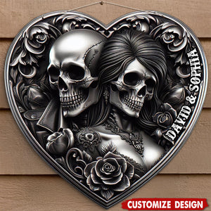 Personalized Gifts For Couple Metal Sign Skull Couple