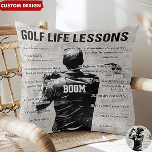 Gift For Golf Lovers-Personalized Golf Life Lessons Pillow