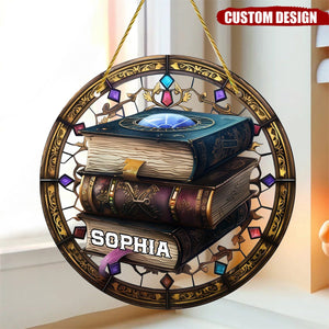 Book Stack Personalized Window Hanging Suncatcher