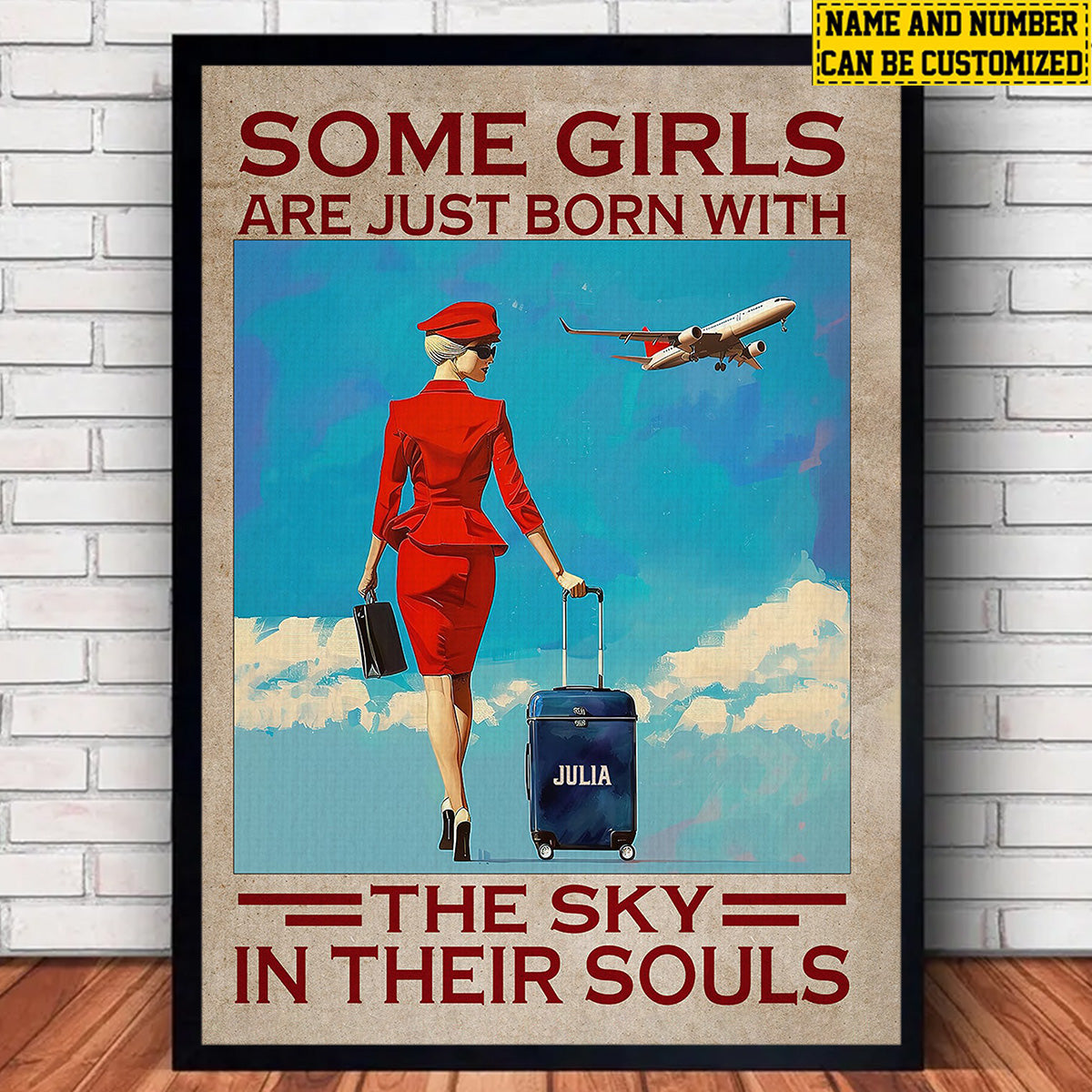 Some Girls Are Just Born With The Sky-Personalized Flight Attendant Poster-Gift For Flight Attendant Lovers