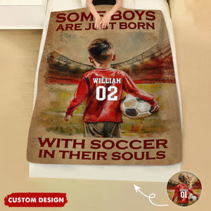 Some Boys Girls Are Just Born With Soccer-Personalized Soccer Blanket - Gift For Young Soccer Lovers