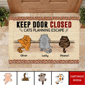 New Release-Cats Planning Escape Naughty Cat Brick Personalized Doormat