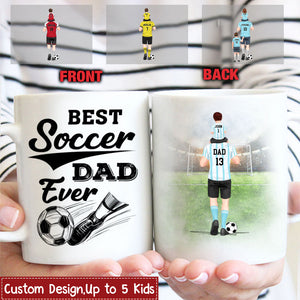 Personalized Soccer Dad And Child Best Dad Ever & Thank You Teaching Me Custom Mug - Gift For Soccer Lovers