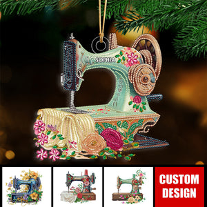 Shiny Sewing Machine Personalized Acrylic Christmas Ornament, Gifts For Sewing Lover - 2024 New Release