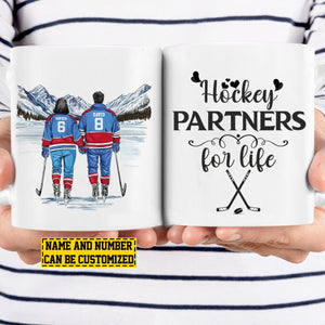 Hockey Partners For Life-Personalized Hockey Couple Mug-Gift For Hockey-Loving Couple