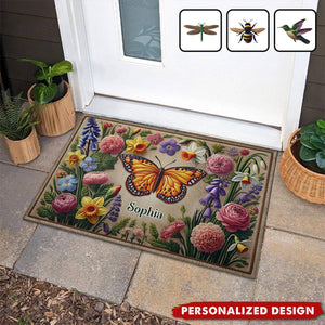 Beautiful Flowers Garden-Personalized Doormat-Gift For Family Friends