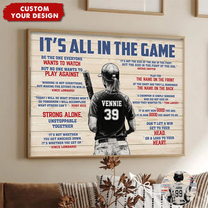 It's All In The Game - Personalized Softball Poster - Gift For Softball Lovers