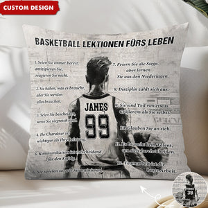 Personalisiertes Basketball-Lebenslektionskissen-Geschenk für Basketball-Liebhaber