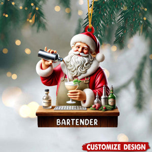 Personalized Santa Mixing Cocktails Christmas Ornament Gift For Bartenders-2024 New Release