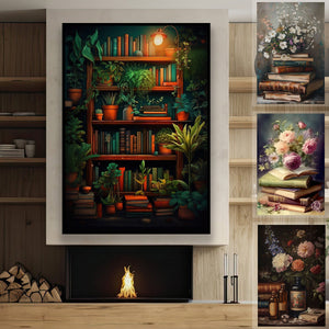 Vintage Flowers And Books Poster- Gift For Book Lovers