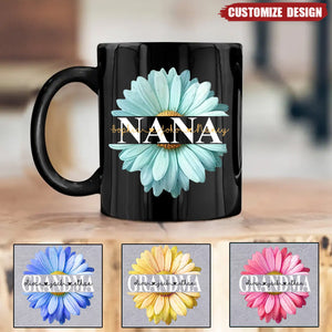 Mom Grandma Flower Daisy Color And Kids Personalized Mug