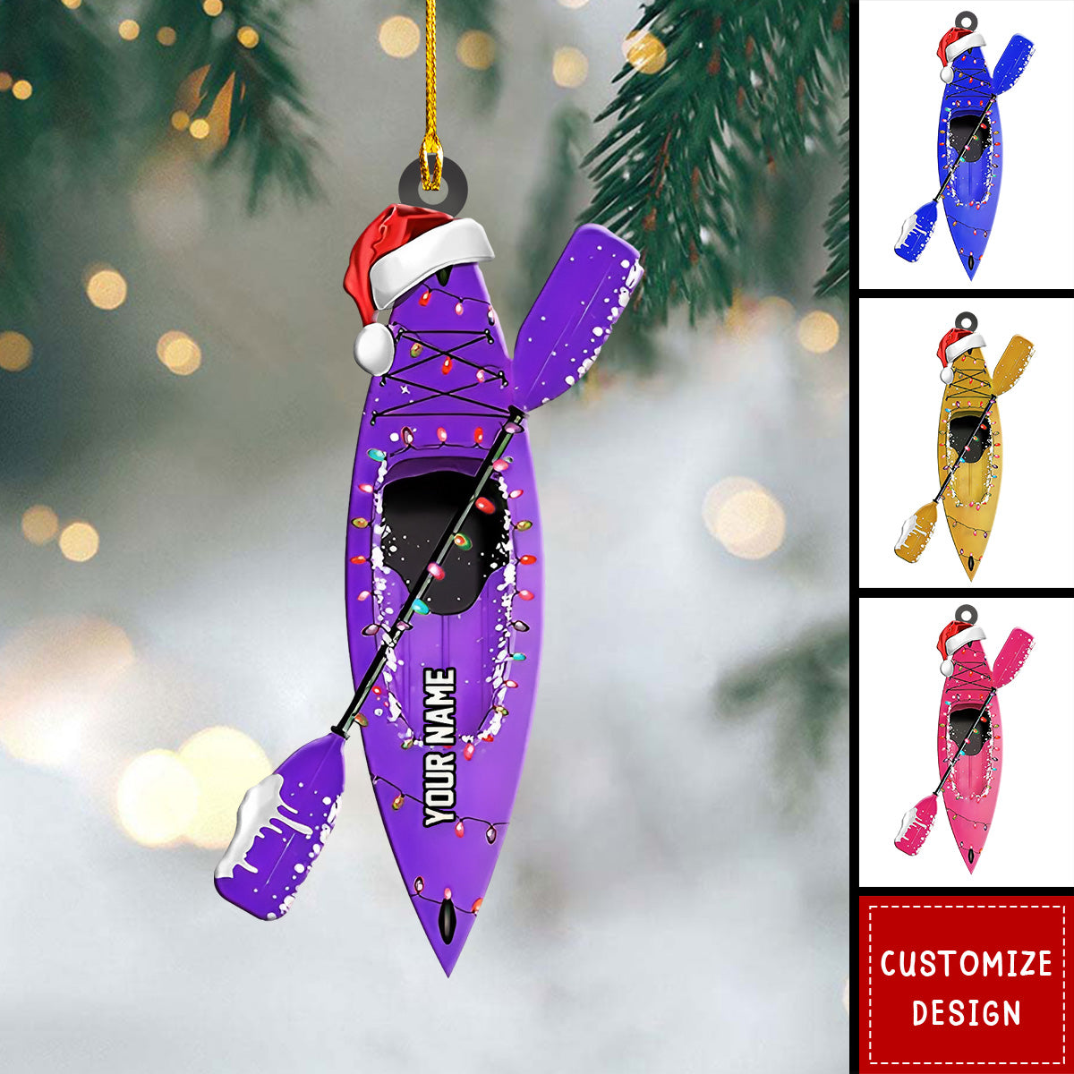 Personalized Kayak Acrylic Christmas Ornament Gift For Water Sports Lovers - 2024 New Release