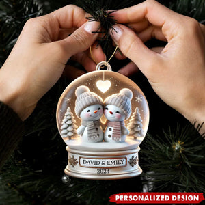 Snow Globe Snowman Couple-Personalized Ornament-Gift For Married Engaged Couples-2024 New Release