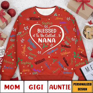 2024 New Release Blessed To Be Called Grandma Nana-Personalized Unisex Ugly Sweater