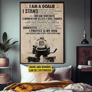 Personalized Hockey Goalie Player Poster-Gift For Hockey Lovers