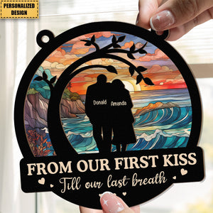 From Our First Kiss Anniversary Gift - Personalized Window Hanging Suncatcher Ornament