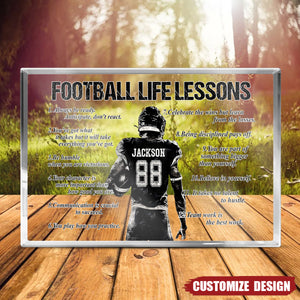 Personalized American Football Life Lessons Acrylic Plaque - Gift For American Football Lovers