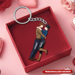 To My Wife Meeting You Was Fate-Personalized Couple Cowboy Keychain